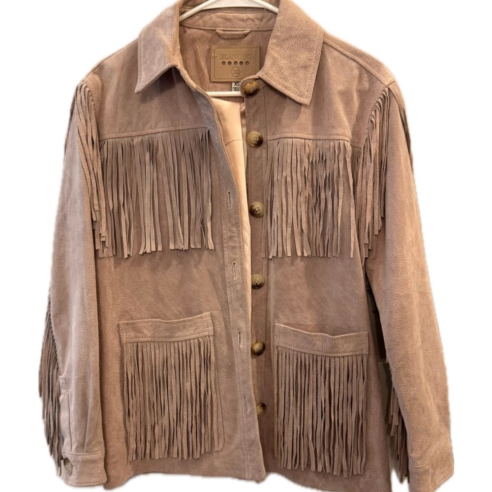 Blank NYC Blush Pink Fringe Western Jacket